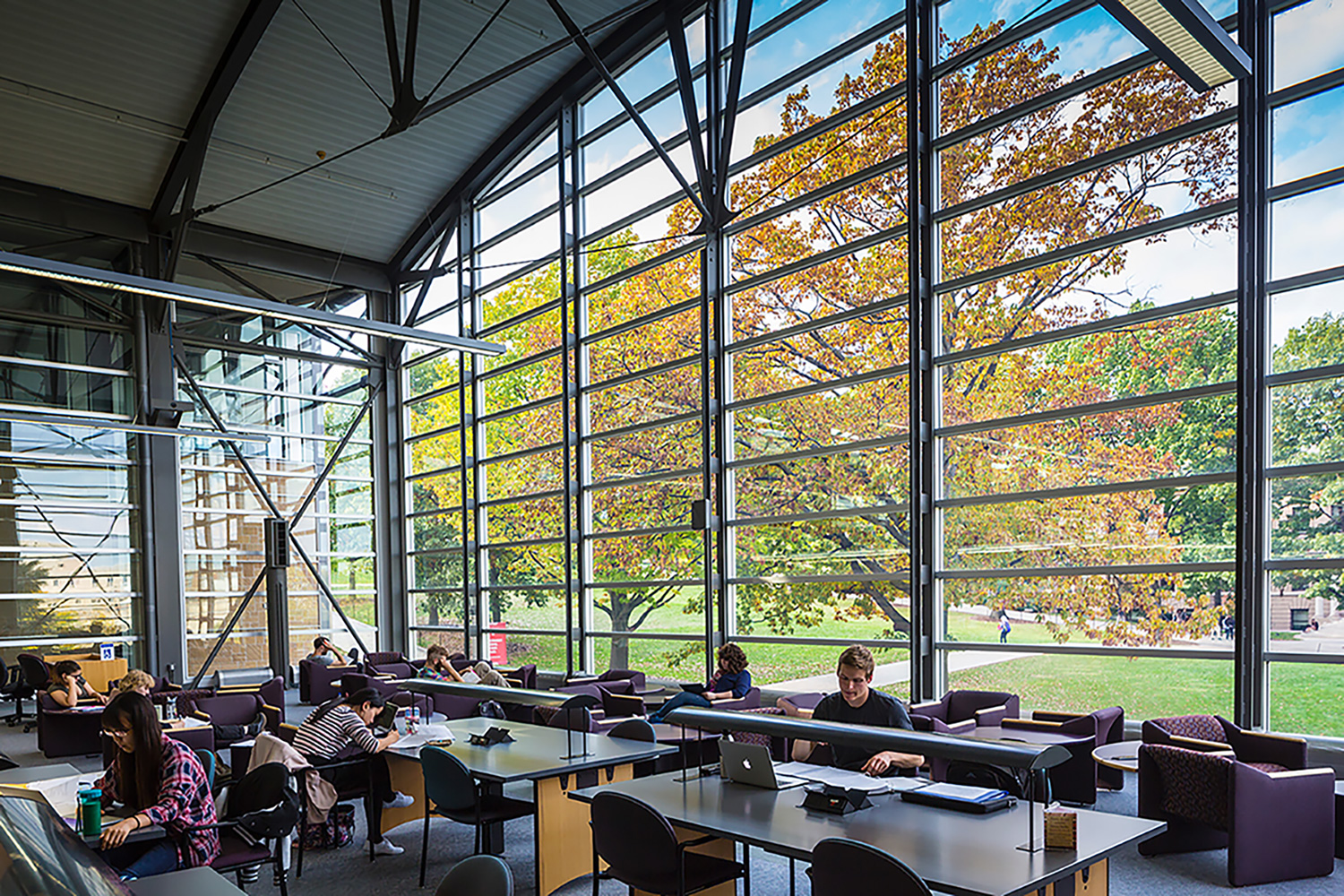 uw law library windows students studying